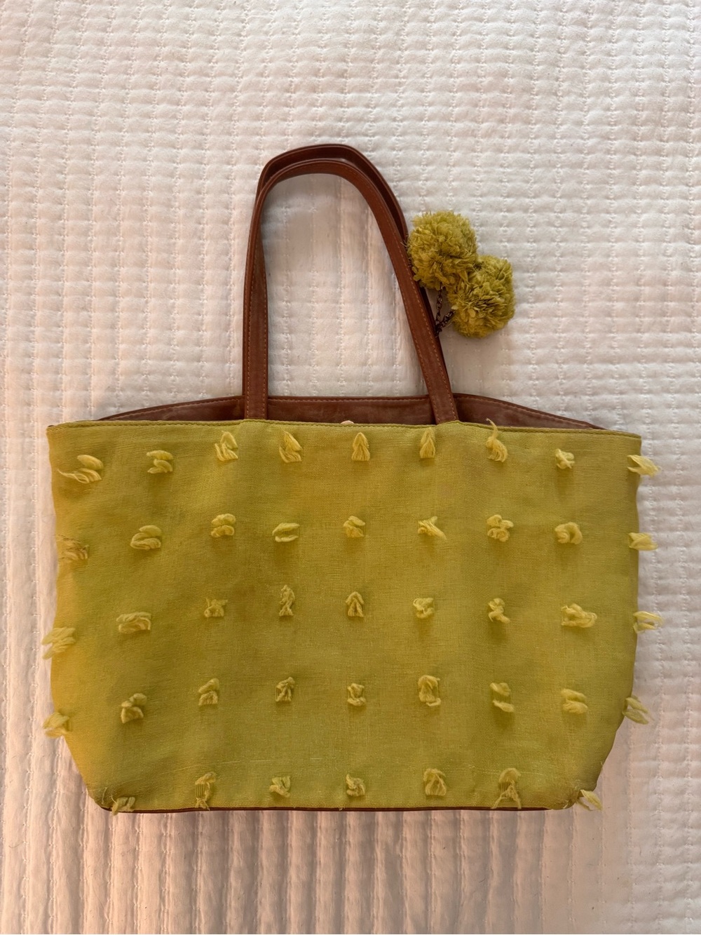 Deux Lux green tufted tote bag